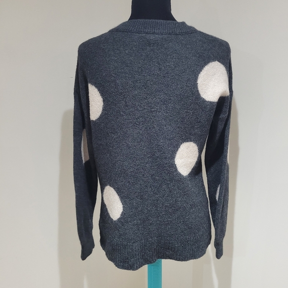 Madewell Polka Dot V Neck Graystone Pullover Knit Sweater Size Small Grey White - Picture 6 of 10